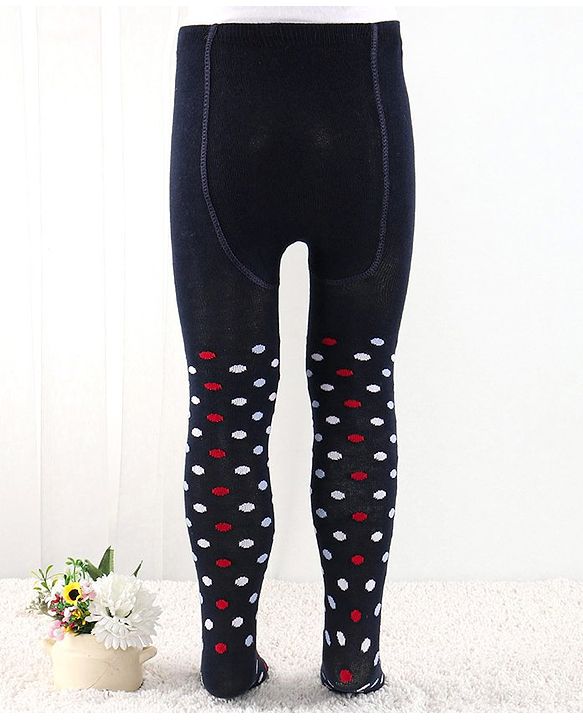 Cutewalk by Babyhug Anti Bacterial Footed Tights Polka Dots Design - Navy