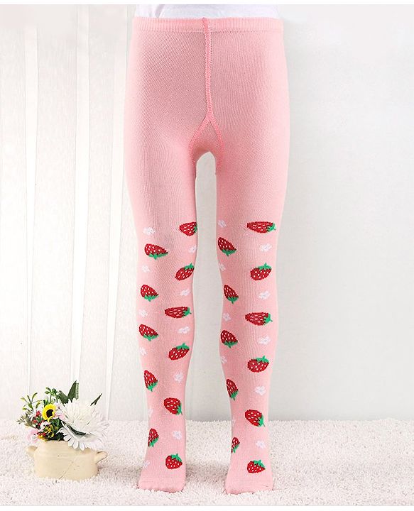 Cutewalk by Babyhug Anti Bacterial Footed Tights Strabarry Design - Pink