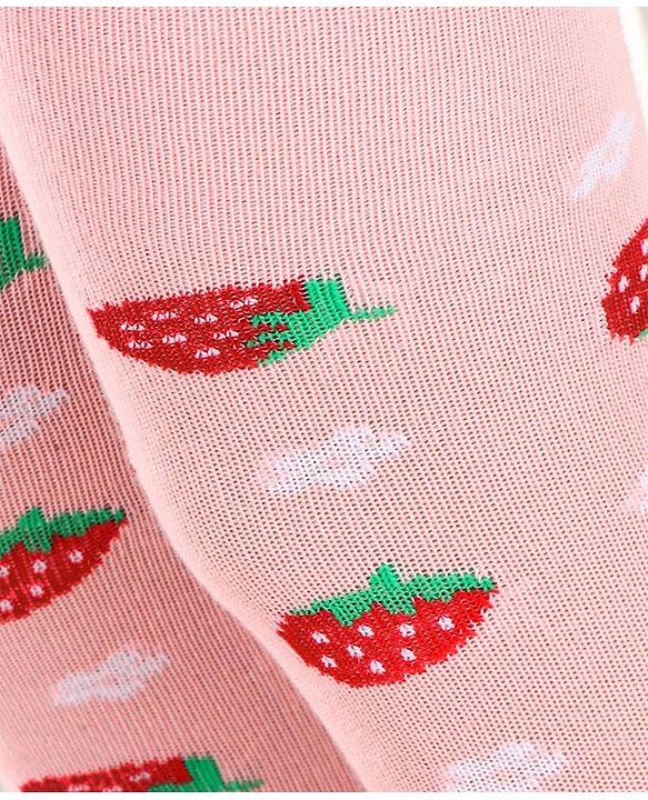Cutewalk by Babyhug Anti Bacterial Footed Tights Strabarry Design - Pink