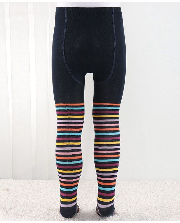 Cutewalk by Babyhug Anti Bacterial Footed Tights Striped Pack Of 2 - Navy Blue & Pink