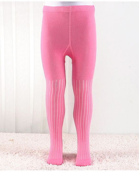 Cutewalk by Babyhug Anti Bacterial Footed Tights Striped Pack Of 2 - Navy Blue & Pink