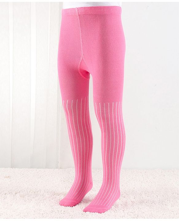 Cutewalk by Babyhug Anti Bacterial Footed Tights Striped Pack Of 2 - Navy Blue & Pink