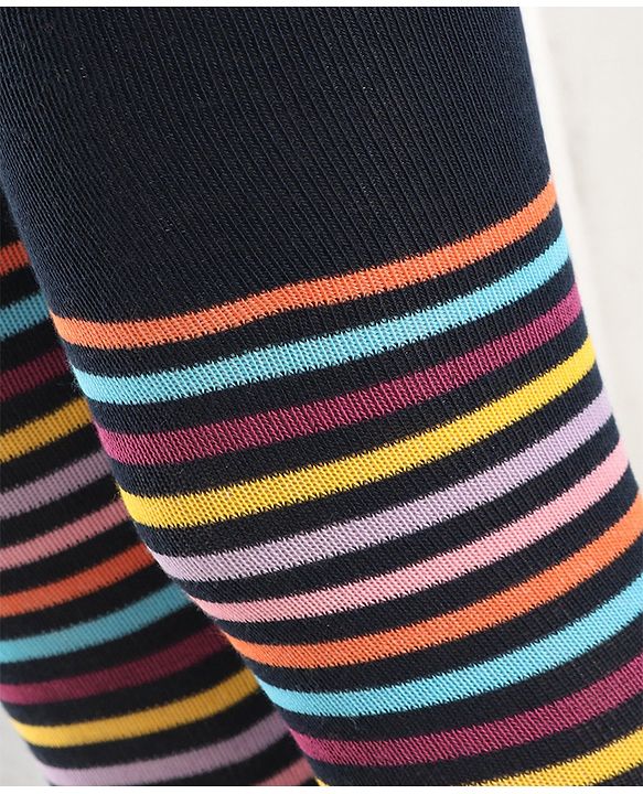 Cutewalk by Babyhug Anti Bacterial Footed Tights Striped Pack Of 2 - Navy Blue & Pink