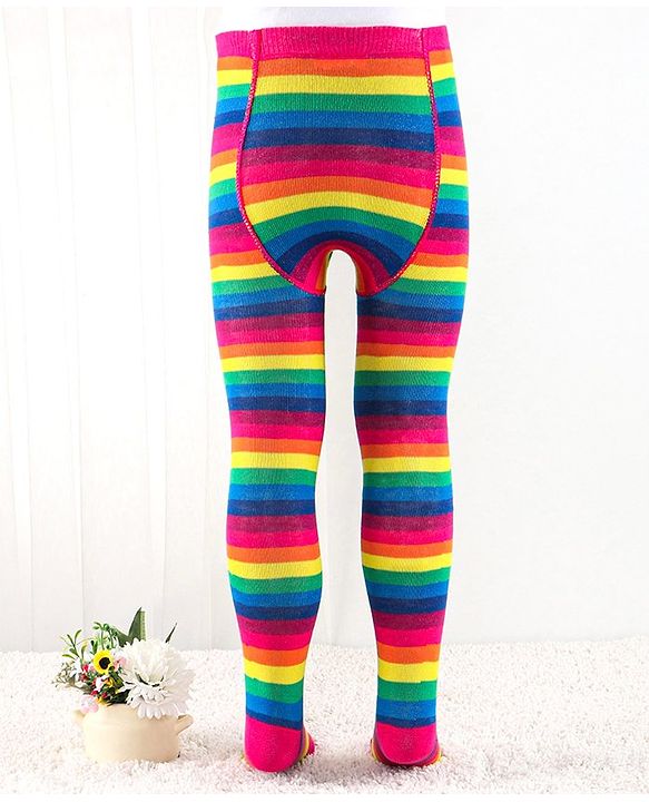 Cute Walk by Babyhug Anti Bacterial Footed Tights Striped - Multicolor