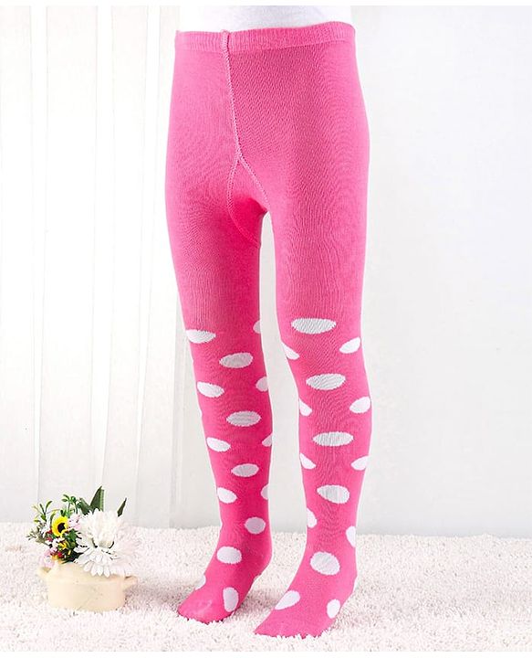 Cutewalk by Babyhug Anti Bacterial Footed Tights Spot Design - Pink