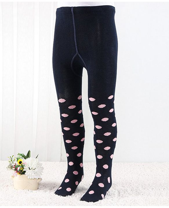 Cutewalk by Babyhug Anti Bacterial Footed Tights Spot Design - Navy Blue