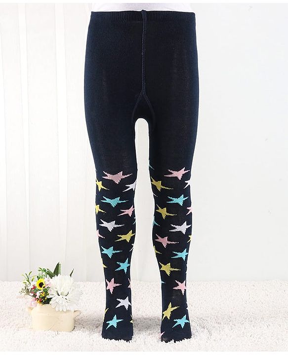 Cutewalk by Babyhug Anti Bacterial Footed Tights Star Design - Navy