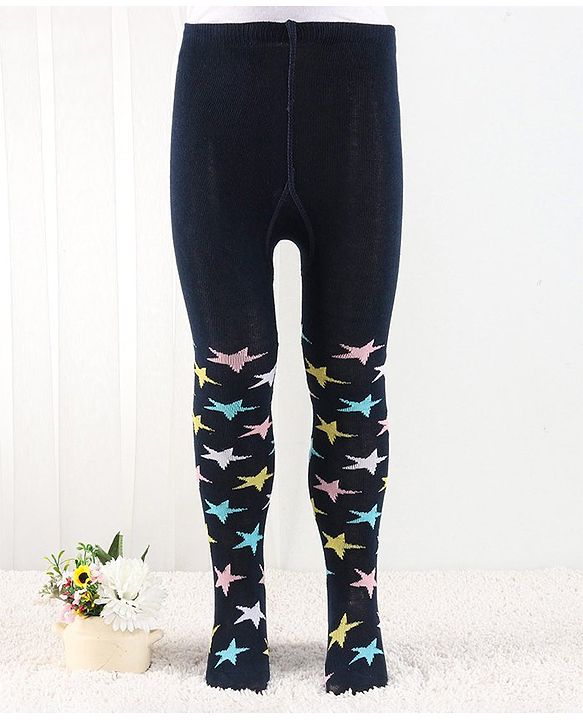 Cutewalk by Babyhug Anti Bacterial Footed Tights Star Design - Navy