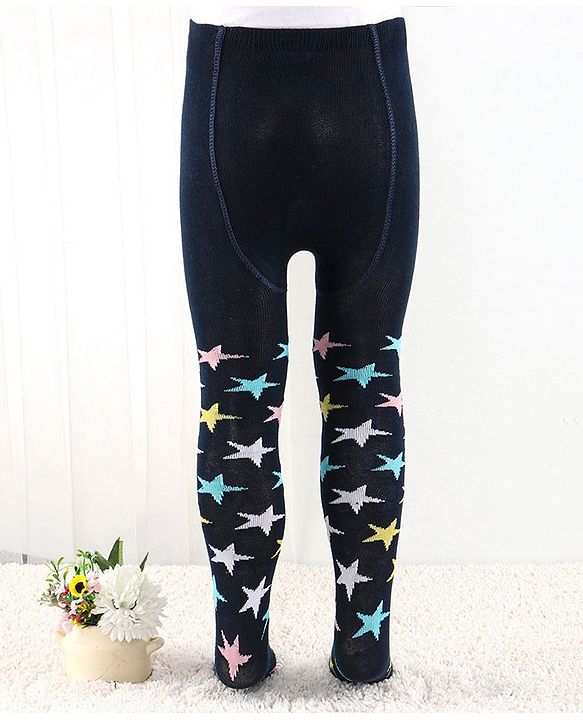 Cutewalk by Babyhug Anti Bacterial Footed Tights Star Design - Navy