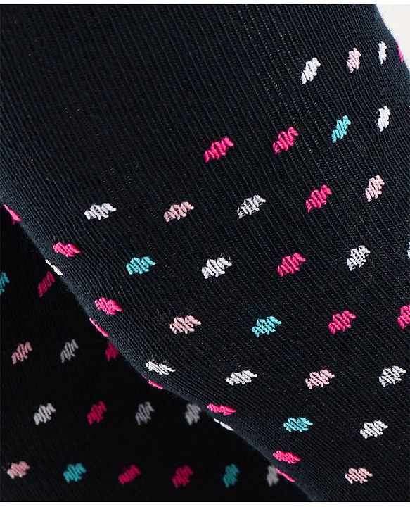 Cutewalk by Babyhug Anti Bacterial Footed Tights Polka Dots Design - Navy Blue