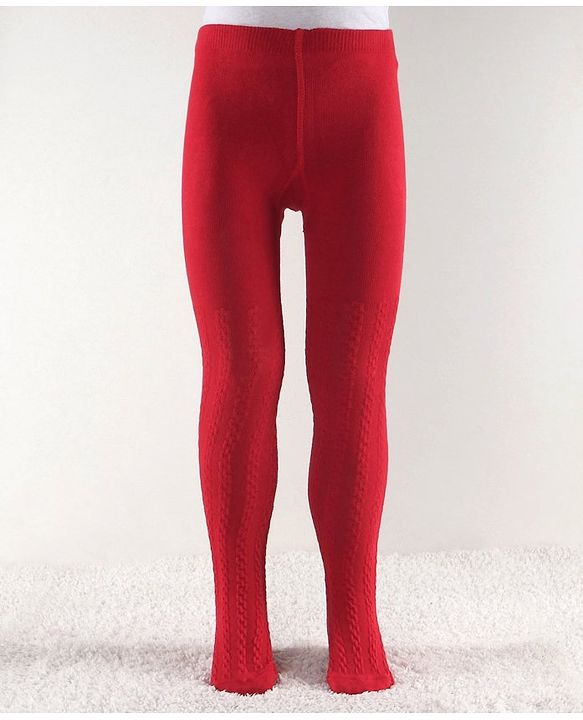 Cute Walk by Babyhug Antibacterial Solid Footed Tights - Red