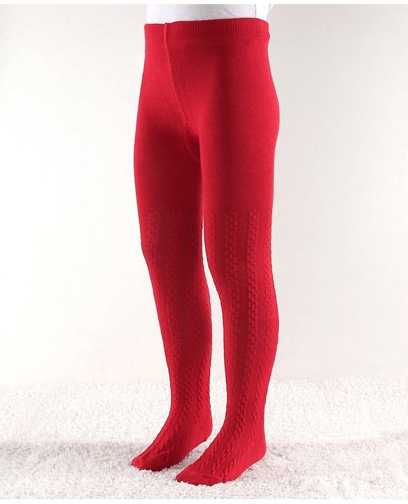 Cute Walk by Babyhug Antibacterial Solid Footed Tights - Red