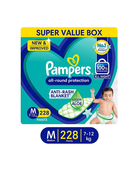 Little Angel Premier Pants Baby Diapers, Medium (M) Size, 100 Count, Combo  Pack of 2, 50 Count/pack with Wetness Indicator, 7-11 Kg
