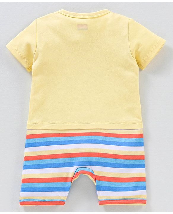 Babyhug 100% Cotton Half Sleeves Romper Koala Print - Yellow