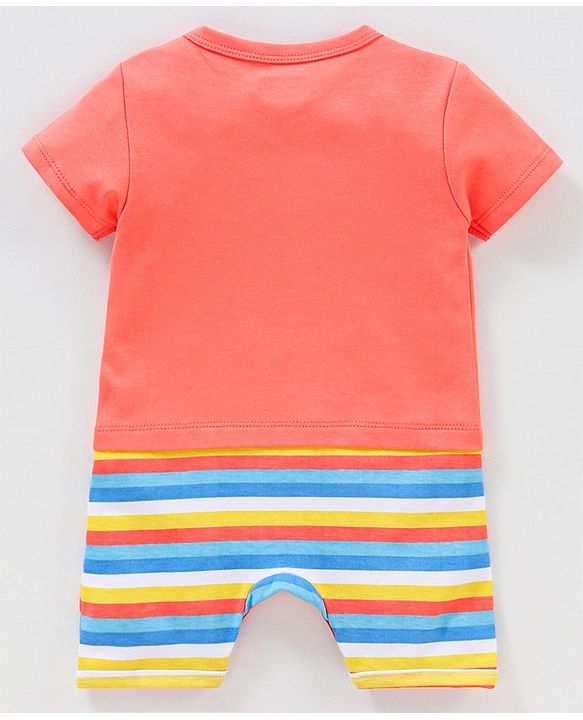 Babyhug 100% Cotton Half Sleeves Romper Koala Print - Red