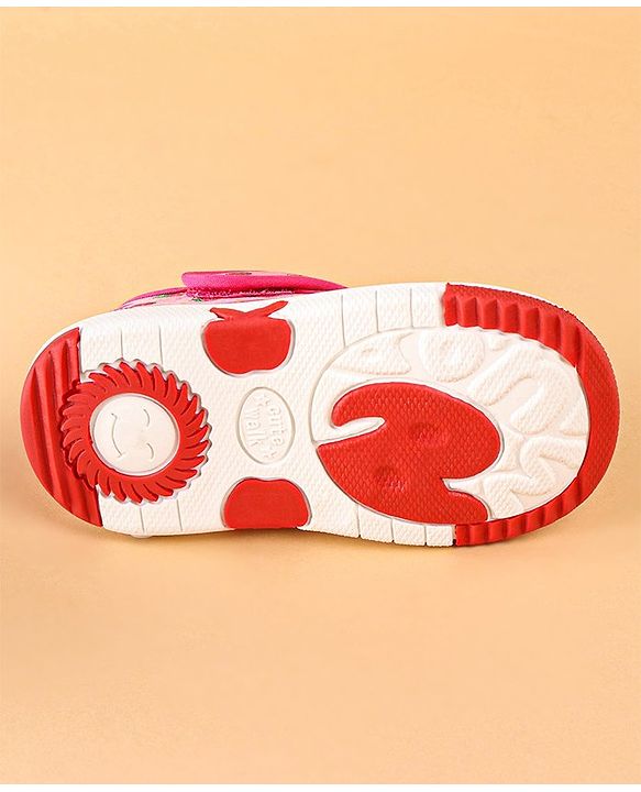 Cute Walk by Babyhug Velcro Closure Strawberry Print & Applique Casual Shoes - Fuchsia