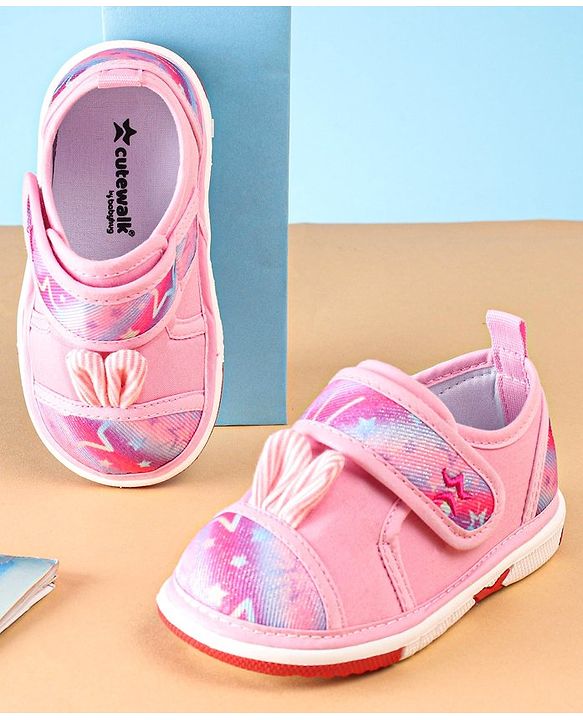 Cute Walk by Babyhug Casual Shoes With Velcro Closure Star Print - Pink