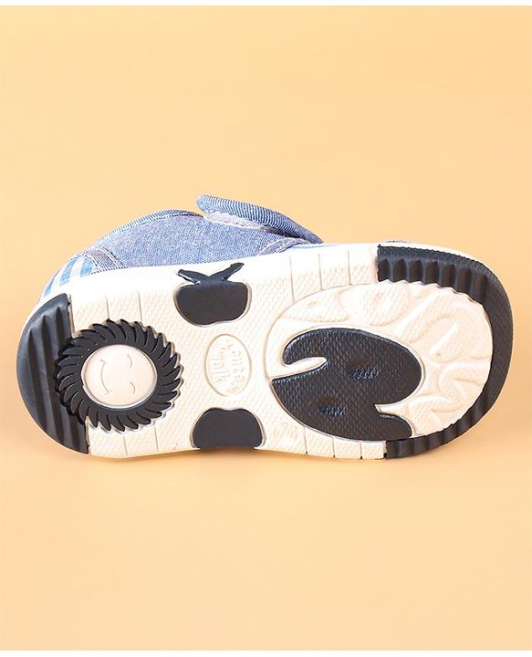 Cute Walk by Babyhug Checked Casual Denim Shoes with Velcro Closure Train Applique - Blue
