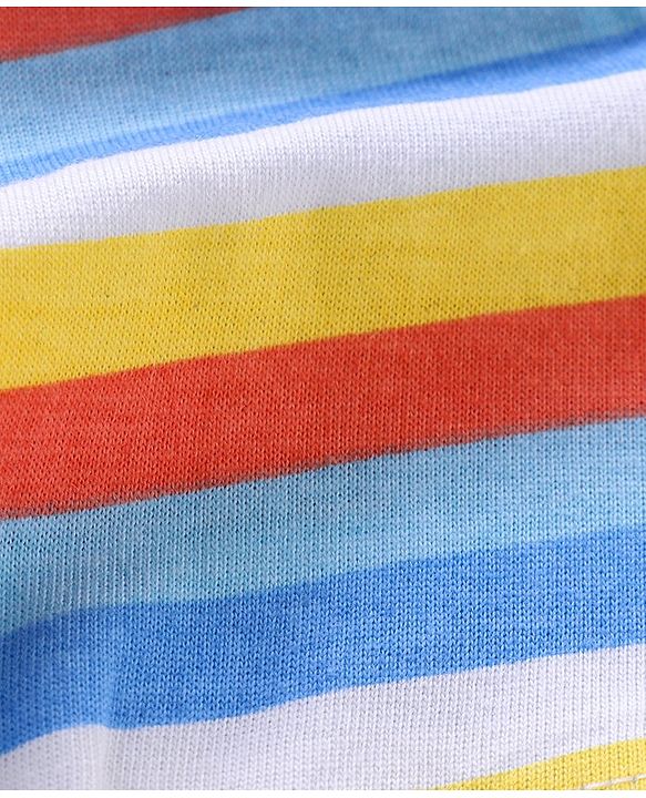 Babyhug 100% Cotton Knit Striped Trunks Car Print Pack of 3 - Blue & White