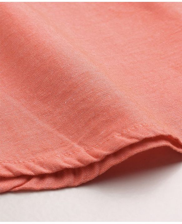 Babyhug 100% Cotton Full Sleeves Solid Color Kurta Style Shirt - Orange