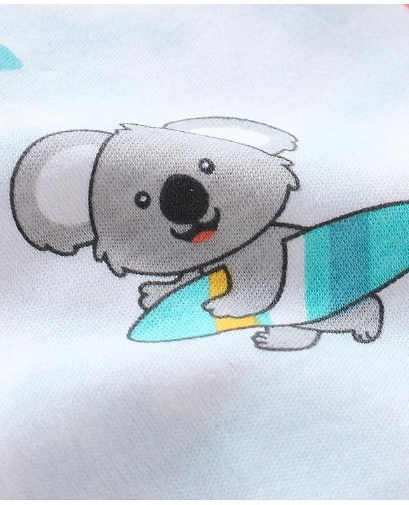 Babyhug 100% Cotton Half Sleeves Vests Stripes & Koala Print Pack of 3 - Light Yellow Sky Blue & Orange