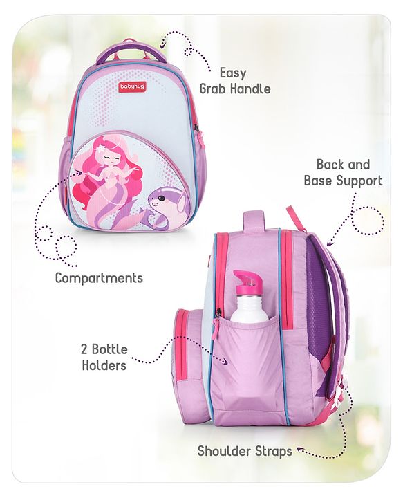 Babyhug School Backpack Mermaid Purple - 15.5 Inches