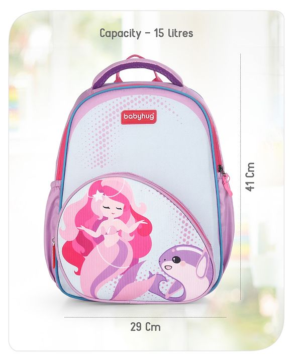 Babyhug School Backpack Mermaid Purple - 15.5 Inches