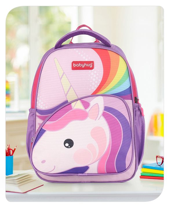 Babyhug School Backpack Unicorn Pink & Purple - 15.5 Inches