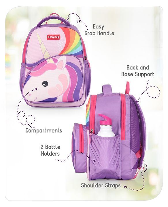Babyhug School Backpack Mermaid Purple - 15.5 Inches