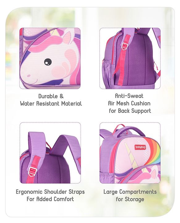 Babyhug School Backpack Mermaid Purple - 15.5 Inches