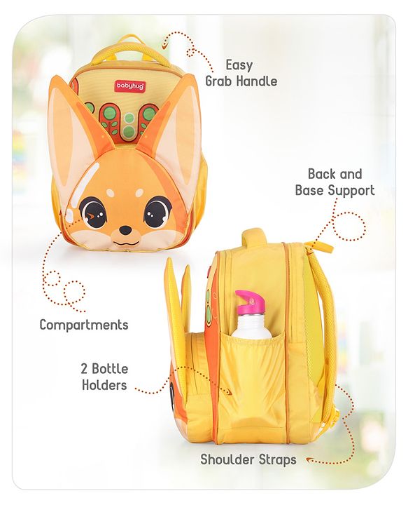 Babyhug School Backpack Fox Orange - 15.5 Inches