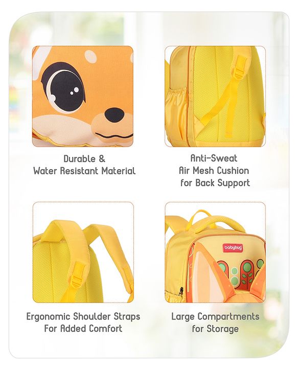 Babyhug School Backpack Fox Orange - 15.5 Inches