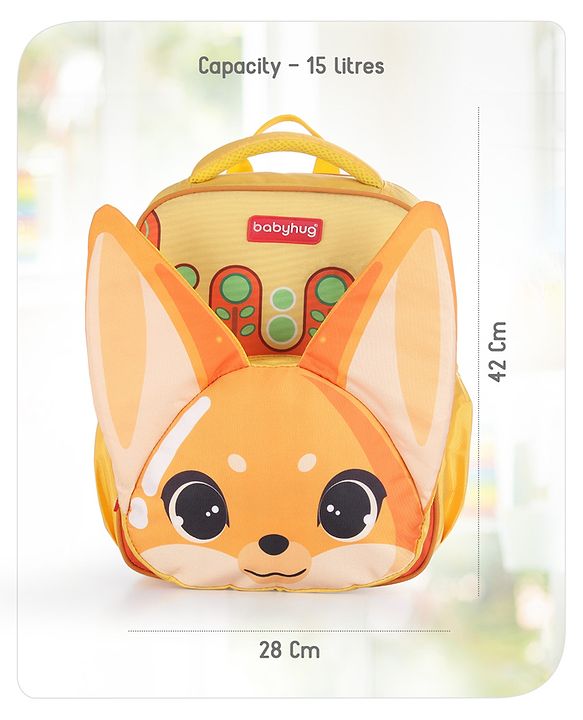 Babyhug School Backpack Fox Orange - 15.5 Inches