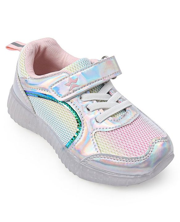 Cute Walk by Babyhug Holographic Sneakers with Velcro Closure - Silver