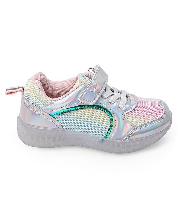 Cute Walk by Babyhug Holographic Sneakers with Velcro Closure - Silver