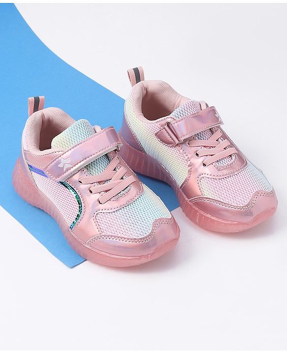 Cute Walk by Babyhug Holographic Sneakers with Velcro Closure - Silver