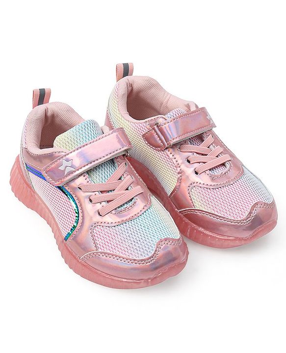 Cute Walk by Babyhug Holographic Sneakers with Velcro Closure - Pink