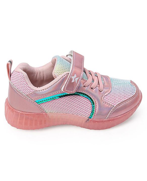 Cute Walk by Babyhug Holographic Sneakers with Velcro Closure - Pink