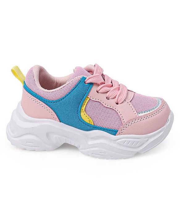 Cute Walk by Babyhug Color Block Sneakers with Velcro Closure - Pink