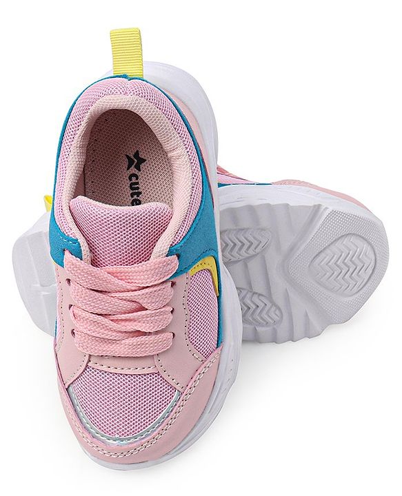Cute Walk by Babyhug Color Block Sneakers with Velcro Closure - Pink