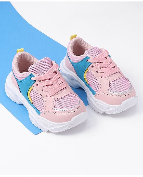 Cute Walk by Babyhug Color Block Sneakers with Velcro Closure - Pink