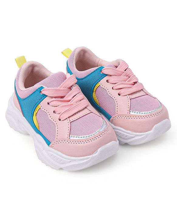 Cute Walk by Babyhug Color Block Sneakers with Velcro Closure - Pink