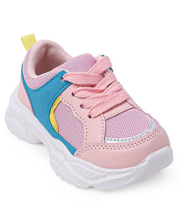 Cute Walk by Babyhug Color Block Sneakers with Velcro Closure - Pink