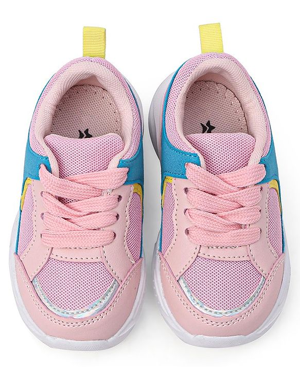Cute Walk by Babyhug Color Block Sneakers with Velcro Closure - Pink