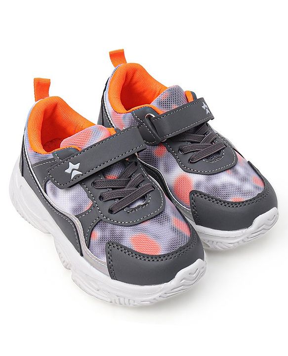 Cute Walk by Babyhug Color Block Sneakers with Velcro Closure - Dark Grey