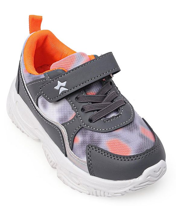 Cute Walk by Babyhug Color Block Sneakers with Velcro Closure - Dark Grey