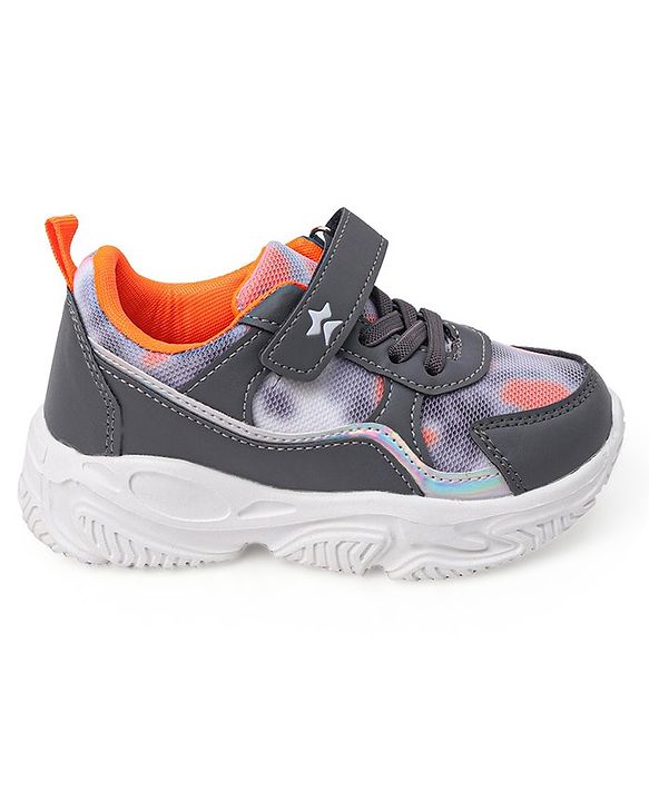 Cute Walk by Babyhug Color Block Sneakers with Velcro Closure - Dark Grey