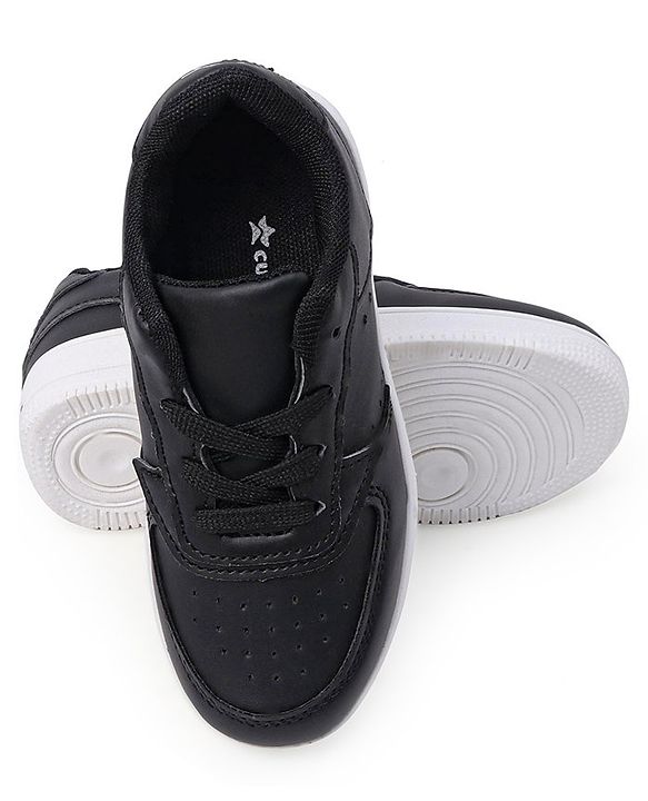 Cute Walk by Babyhug Solid Sneaker Shoes with Lace Up Closure - Black