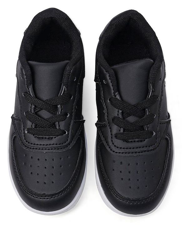 Cute Walk by Babyhug Solid Sneaker Shoes with Lace Up Closure - Black