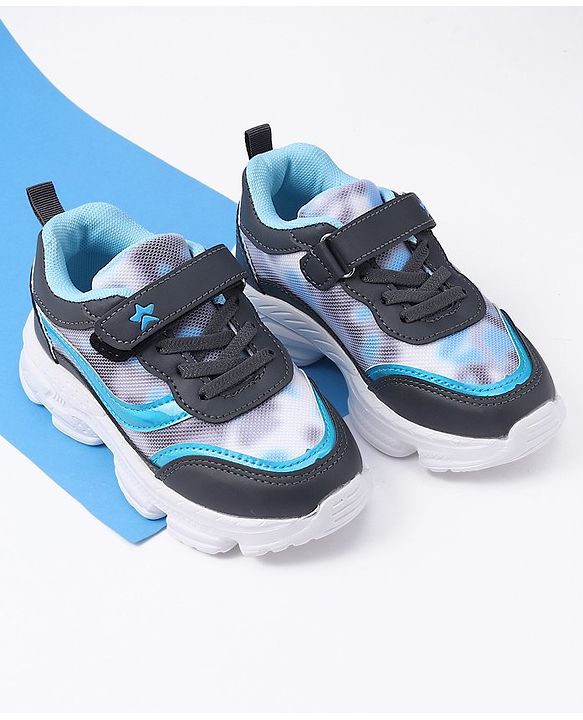 Cute Walk by Babyhug Velcro Closure Sneakers Tie Dye Pattern - Grey & Blue